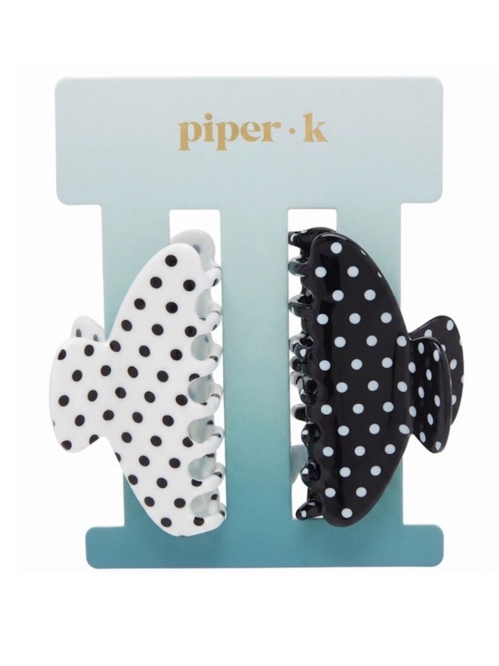 NWT ⚜️🖤⚜️ Piper K Black & White Polka Dot Hair Claw Clips Set of 2